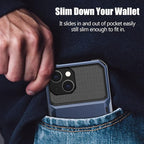 Nvollnoe for iPhone 13 Case with Card Holder[Store 5 Cards] Dual Layer Heavy Duty Shockproof Wallet Case with Hidden Card Slot Large Storage Cover for iPhone 13(Blue)