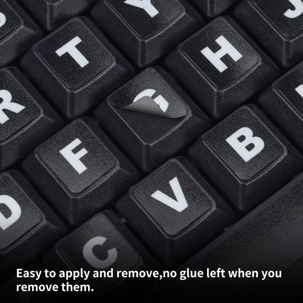 2PCS English Keyboard Stickers Replacement Letters, Full Size Big Letter QWERTY Keyboard Sticker Universal for PC Computer Laptop Desktop, Matte Keyboard Alphabet Stickers