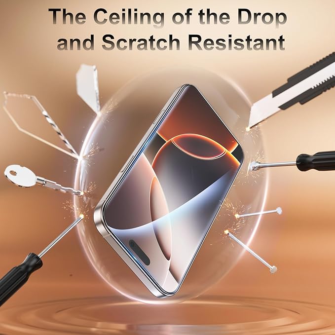 Fotbor [3+3 Pack for iPhone 16 Pro Screen Protector, Anti-Blue Light, [Eye Protection] 9H+ Tempered Glass with Camera Lens Protector Anti-Glare