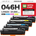 046H Toner Cartridge Set with Chip High Capacity Replacement for Canon CRG-046H 046 Toner Cartridges Compatible with LBP654Cdw MF731Cdw MF733Cdw MF735Cdw Printer (Black Cyan Yellow Magenta, 4-Pack)