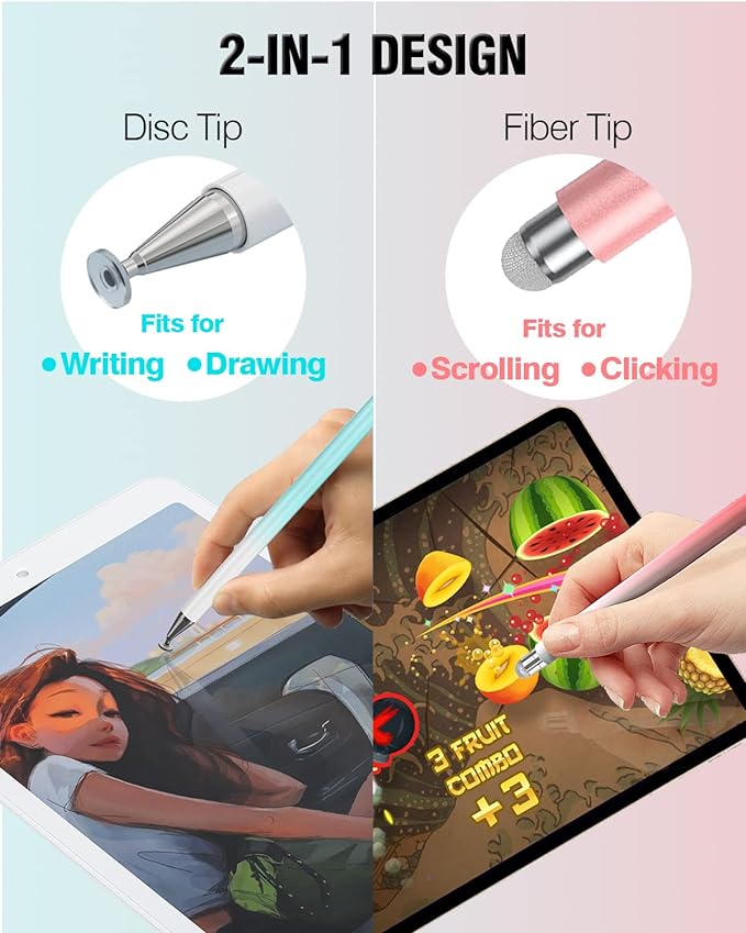 Stylus Pens for Touch Screens, 2 in 1 High Precision Universal Stylus Pen for iPad Compatible with Apple, iPhone, iPad, Android, Samsung Tablets, Phones, 3 Pack-Black,Gold,White