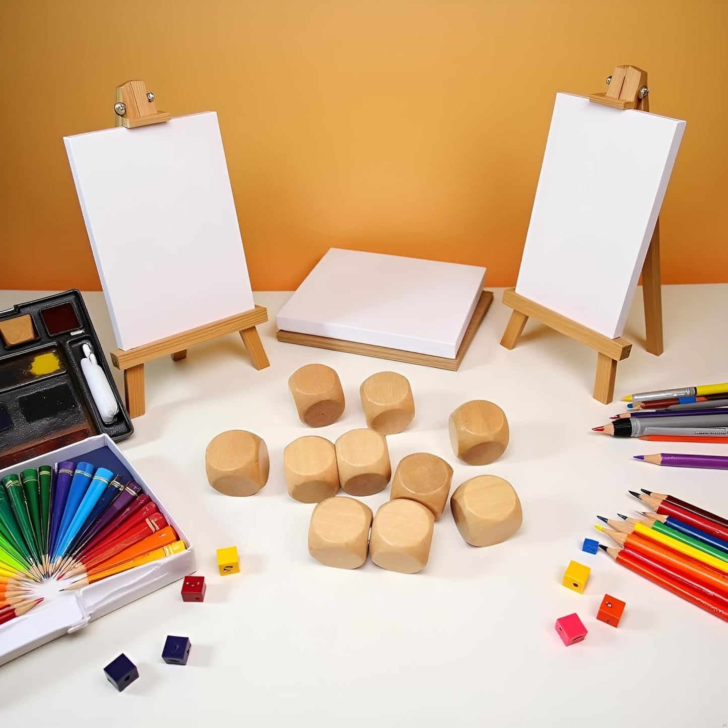 10 Pcs Wooden Dices, Round Corner Cube Dice 6 Sided Blank Dice DIY Graffiti Dices Crafts Toy Board Game Party Supplies Standard Game Dice (1.8cm)