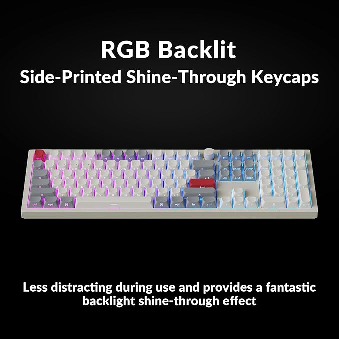 Keychron Q6 Max QMK/Launcher Wireless Bluetooth/2.4 GHz/USB-C Wired Custom Mechanical Keyboard, Full Size Programmable Knob RGB Backlit Hot-Swappable Gateron Red Switch for Mac Windows Linux - White