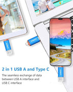 128GB 3 Pack 2-in-1 USB C Flash Drive USB-A+Type-C 3.1 Dual Drive OTG,Speed Up to 120MB/s USB C Storage Flash Drive Compatible with iPhone 16/15, Android Smartphone/Tablets/Computers