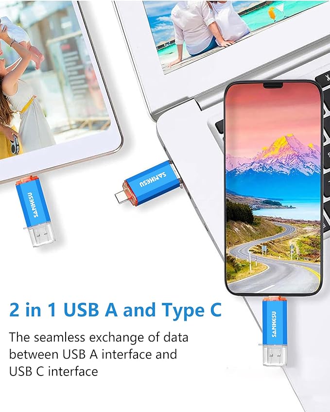 128GB 3 Pack 2-in-1 USB C Flash Drive USB-A+Type-C 3.1 Dual Drive OTG,Speed Up to 120MB/s USB C Storage Flash Drive Compatible with iPhone 16/15, Android Smartphone/Tablets/Computers