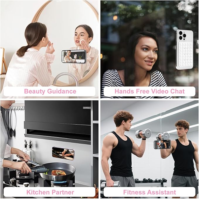 1 Pack Silicone Suction Cup Phone Case Mount Double Sided, Phone Accessories Hands-Free Strong Grip Holder for Selfies and Videos, Silicon Phone Stand Sticky for iPhone and Android Black