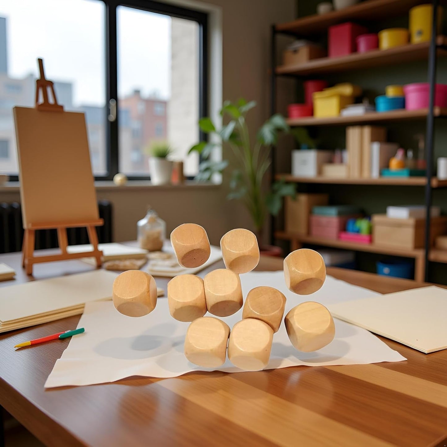 10 Pcs Wooden Dices, Round Corner Cube Dice 6 Sided Blank Dice DIY Graffiti Dices Crafts Toy Board Game Party Supplies Standard Game Dice (1.8cm)