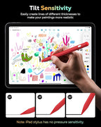 MoKo Pencil for iPad (A16) 11th 10th Gen, Stylus Pen for 2018-2025 Apple iPad 11/10/9/8/7/6/A16, Mini 7/6/5, Air M3/M2 11"/13"/5/4/3, Pro M4 13"/12.9"/11" Tilt Sensitivity, USB-C Fast Charging, Red