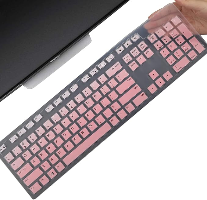 Keyboard Cover Skin for Dell KM636 KB216 KB216t KB216d KB216p Wired & Wireless Keyboard, Dell Optiplex 5250 3050 3240 5460 7450 7050, Dell Inspiron Desktop 24" 27" 5400 5490 7700 7790 3475 3670 3477