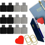 Pen Loop Holder for Notebook 12 Pack Self-Adhesive Stick On Pen Holder with Extra 2 Pens Clips 1 Leather Bookmarks As COMBO for Planner Journal Tablet Clipboards Calendars Bible Campus School Office