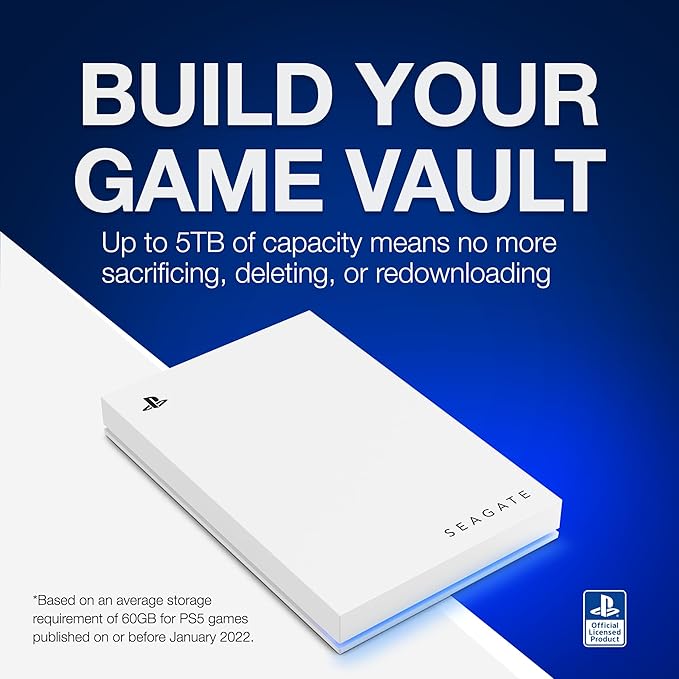 Seagate Game Drive for PlayStation® Consoles 2 TB External Hard Drive - USB 3.2 Gen 1, Officially-Licensed (STLV2000101)