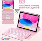TaIYanG Touchpad for iPad A16 11th/10th Generation Case with Keyboard, 7 Color Backlit 360 Rotation Cover with Pencil Holder,Detachable Keyboard for iPad 11 inch 2025/10th Gen 10.9'' 2022 (Light Pink)