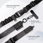 25mm Crossbody Phone Lanyard, Anti-Theft Crossbody Phone Strap for iPhone 16 Pro Max and Most Smartphones, Cell Phone Neck Lanyard w/ 2 Non-Adhesive Tether Tabs for Men and Women, Black