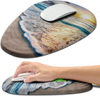 Hokafenle Ergonomic Mouse Pad Wrist Support with Stepped-Wedge Design, Wrist Rest Pain Relief Mousepad Filled with Memory Foam, Carpal Tunnel Mousepad for Wireless Mouse(12x8 inch, Sunrise at sea)