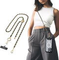 MAGEASY Crossbody Phone Chain Strap - Universal Metal Crossbody Phone Lanyard With Adjustable Length, Chic Cell Phone Necklace Phone Strap for iPhone & Android Phones - Modern Gold Metal