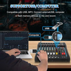 Audio Mixer,6 Channel Board Mixer for Streaming, Professional Sounds Board Mixer with 16 DSP Effect, USB Audio Interface and 48V Phantom Power, Stereo DJ Mixers for PC Recording/DJ stage