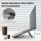 Protable Laptop Stand for Desk,Foldable Laptop Riser Holder,Ventilated Cooling Notebook Mount Computer Stand for 10-15.6” Laptops,Tablets，Aluminum (Black)