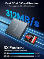 Dockteck SD Card Reader Adapter, 312MB/s SD4.0 Super Speed, USB3.1 SD/TF Card Reader, 3-Slot USBC to SD/Micro SD/USB A Memory Card Reader for UHS-Ⅱ-ⅠSD/Micro SD/SDHC/SDXC/MMC, with OTG for Plug&Play