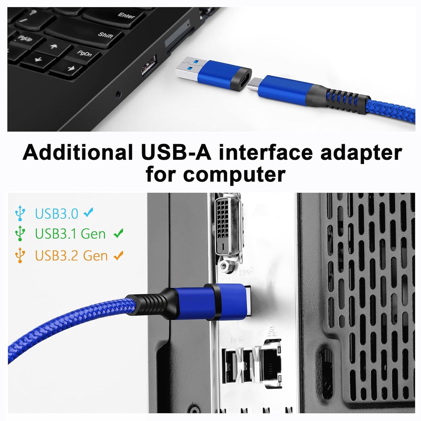 Kuject Link Cable 20FT Compatible for Quest 3S/3, Quest 2/Pro, Pico 4, Nylon Braided Accessories for Rift S/Steam VR Games, USB 3.0 Type C to C High Speed Data Transfer Cord for Gaming PC, Blue