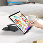 OMOTON Upgraded Adjustable Tablet Stand Holder, Heavy Duty Foldable Portable Monitor Stand, Travel Essentials for iPad Pro/Air/Mini, Surface Pro, 4.7''-15.6', Black