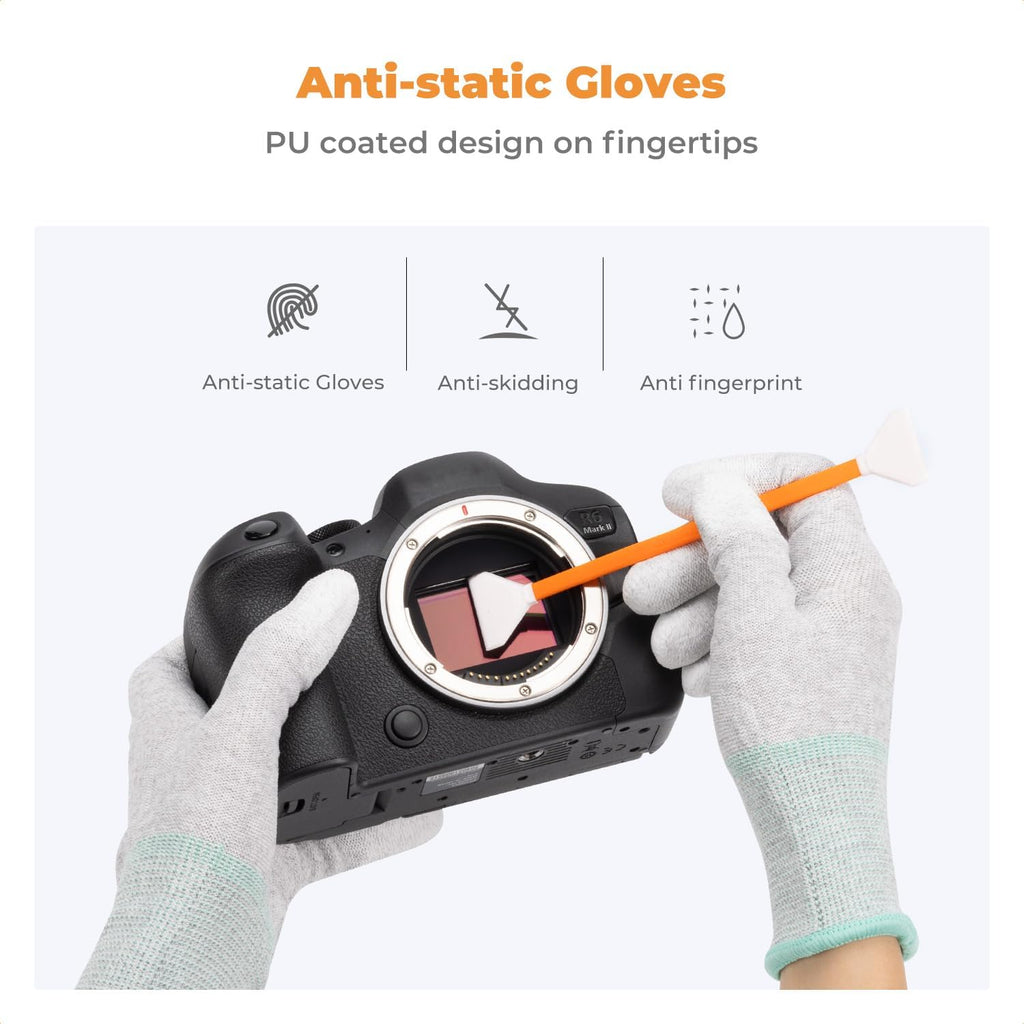 K&F Concept APS-C Sensor Cleaning Kit, Digital Camera Lens Cleaner - 20ml Cleaner, Gloves & 10 X 16mm Double-Tipped Swabs for APS-C Type CMOS & CCD Sensors