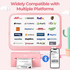 Nelko Bluetooth Thermal Shipping Label Printer, Wireless 4x6 Shipping Label Printer for Small Business, Support Android, iPhone and Windows, Widely Used for Amazon, Ebay, Shopify, USPS(Pink)