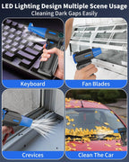 Compressed Air Duster-130000RPM Electric Air Duster, 3 Gear Adjustable, with Brushless Motor & LED Light, Rechargeable Cordless Air Blower, Dust Blower for Computer, Keyboard, House, Outdoor and Car