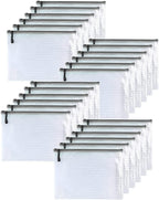 Oaimyy-24PCS-7 x 11" inches-Mesh Zipper Pouch, Plastic Zip File Folders Puzzle Bags for Organizing,for Office Supplies,Travel,Home Storage-Black