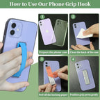 4Pcs Adhesive Phone Strap Grip Finger Holder for Hand, Sticky Elastic Cellphone Loops for Back of iPhone Case Accessories, Thin Smartphone Grips - Black Silver Black White