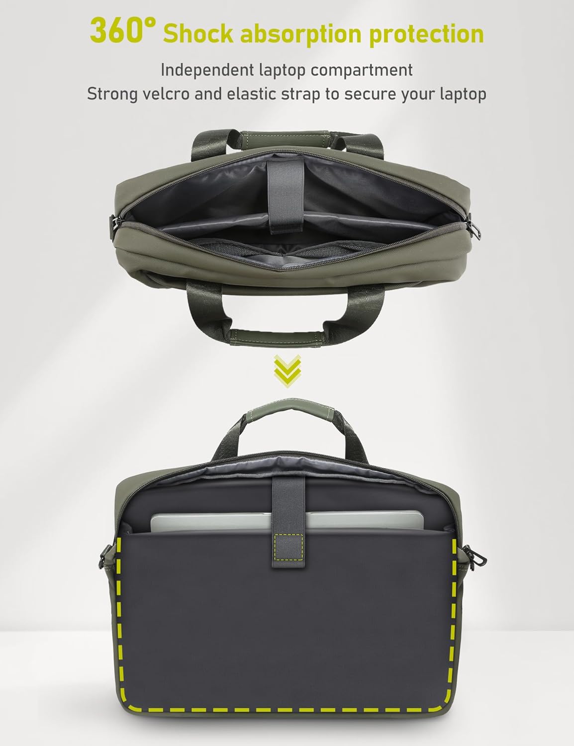 13-14 Inch Laptop Shoulder Bag Business Briefcase Water Resistant Computer Messenger Bags Compatible with MacBook Pro 14, MacBook Air 13 M4, HP, Dell, ASUS Notebook, Green