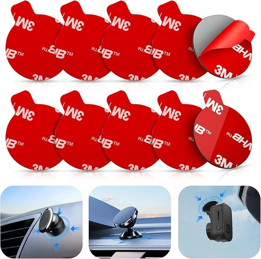 10 Pcs 3M Sticky Adhesive Pads for Car Magnetic Phone Holder, 1 inch Round VHB Double Sided Tape Replacement for Dashboard Cell Phone Mount & Mini Dash Cam Base, Strong 25mm Heat Resistant Sticker