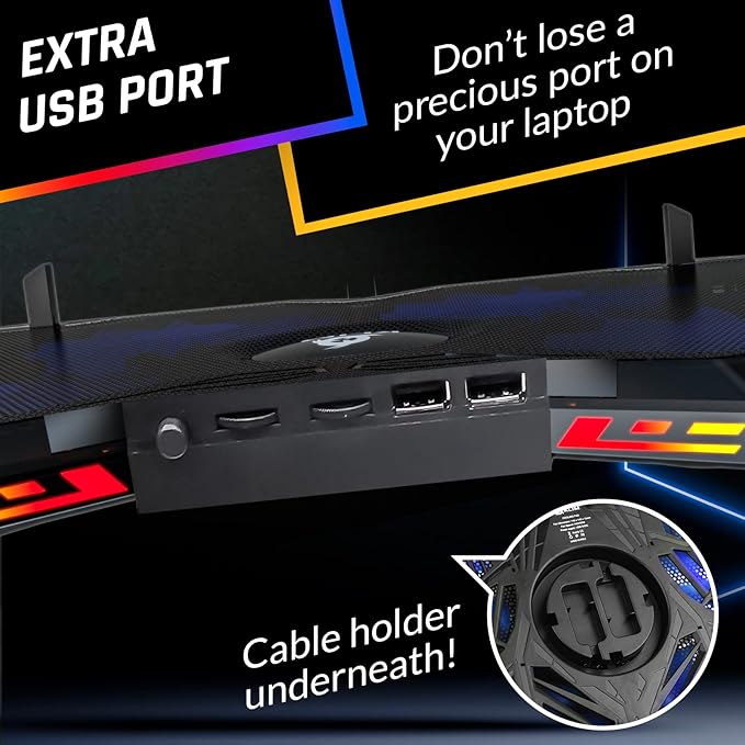 KLIM Wind Laptop Cooling Pad - More Than 500 000 Units Sold - New Version - The Most Powerful Rapid Action Cooling Fan - Laptop Stand with 4 Cooling Fans at 1200 RPM - USB Fan - PS5 PS4 - RGB