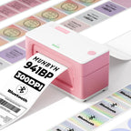 MUNBYN Bluetooth Thermal Label Printer 941B, Wireless 300DPI 4x6 Shipping Label Printer for Small Business, Compatible with Windows, Mac, iPhone, Android, PC, Ebay, Amazon, Shopify, Etsy, USPS (Pink)
