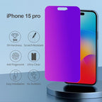 Compatible for iPhone 15 Pro Privacy Screen Protector Tempered Glass 6.1 Inch, Purple Gradient Anti Spy Anti Blue Light HD Easy Installation