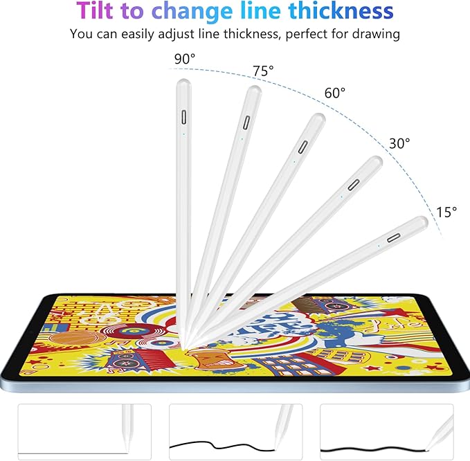 COO Stylus Pen for iPad, Button Fast Charging Pencil with Digit Indicator Light capacitive Pen (White)