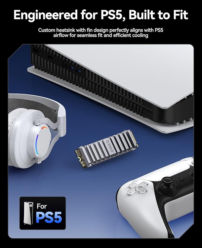 ORICO OS5 4TB M.2 SSD for PS5 Storage Expansion, M.2 PCIe 4.0 NVMe Gaming SSD with TLC NAND, 7450MB/s Read, Pre-Installed Heatsink Designed for PS5 Airflow, Ready for Direct Installation