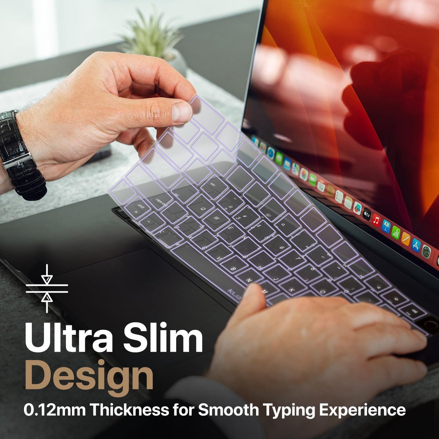 Kuzy Purple Premium MacBook Pro 14 inch Keyboard Cover M4 16" 2025 2024 2023 M3 M2 M1 Pro Max - MacBook Air 13 inch Keyboard Cover 15" M4 - A3240 A3241 A3401 A3403 A3114 A3113 - US Layout TPU, Purple