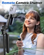 UBeesize 64'' Extendable Phone Tripod & Selfie Stick with Light and Remote, Adjustable Tripod Stand for iPhone 11-16, Android, GoPro, Cameras, Travel Vlogging & Video Recording