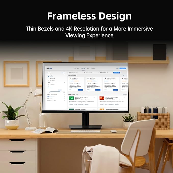 KTC 24 inch Monitor - 1080P Monitor, 100Hz FreeSync Gaming Moniter with HDR10,VESA Mountable, Adjustable Tilt, ZeroFrame Design, HDMI,VGA,Earphone Ports, PC Monitors for Office