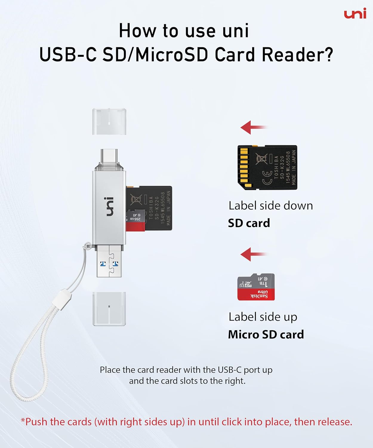 SD Card Reader, uni High-Speed USB C to Micro SD Card Adapter USB 3.0 Dual Slots, Memory Card Reader for SD/Micro SD/SDHC/SDXC/MMC, Compatible with MacBook Pro/Air, Chromebook, Android Galaxy - Silver