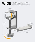 Foldable Headphone Stand and Hook – Aluminum Headset Holder Clamp Mount Under Desk, Universal Fit for Gaming Headphones, Space-Saving Hanger Organizer