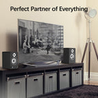 LONPOO Powered Bookshelf Speakers for Record Player,2.0CH Bluetooth Active Near Field Monitors with 1-inch Silk Domed Tweeter and 4-inch Aluminium Speaker for Home Theater, 100 Watts RMS