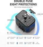 Universal International Power Travel Plug Adapter, 5 in 1 European Travel Plug Adapter W/ 3.5A 2xUSB-A and 2xUSB C Wall Charger and Worldwide AC Outlet for Europe USA UK AUS(Rose Gold)