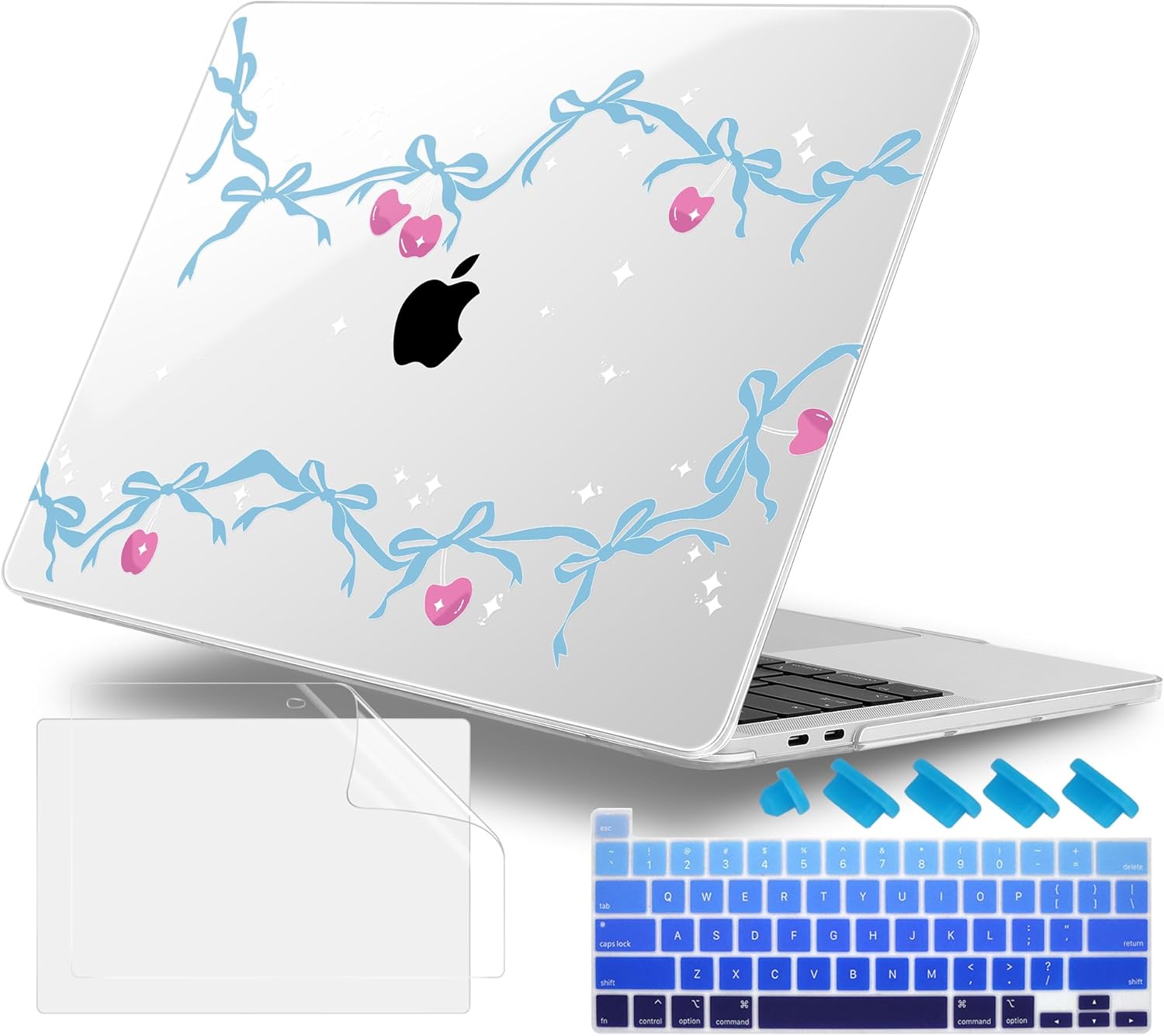 Case for MacBook Pro 13 inch with/Without Touch Bar (2016-2022, M2 A2338 M1 A2289 A2251 A2159 A1989 A1706 A1708), Hard Shell + Keyboard Cover + Dust Plug, Cherry Bow