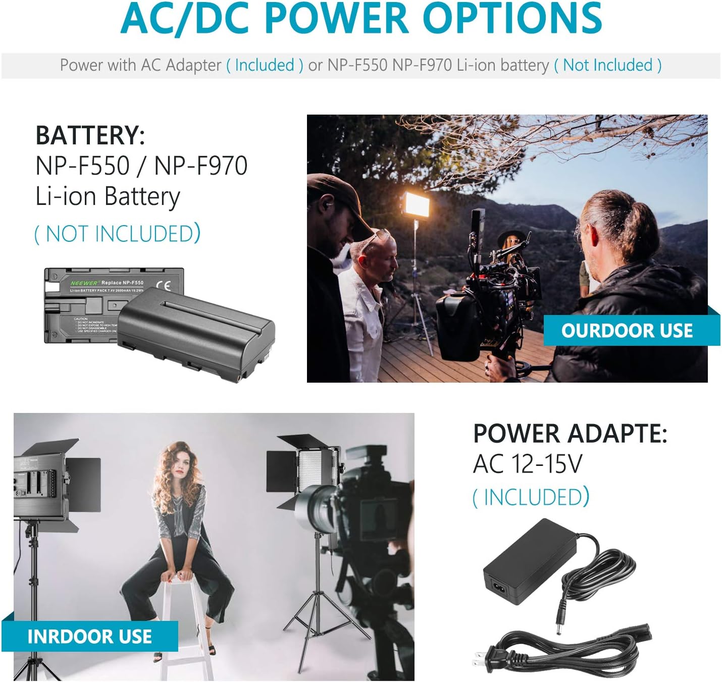 Neewer Professional Metal Bi-Color LED Video Light for Studio, YouTube, Product Photography, Video Shooting, Durable Metal Frame, Dimmable 660 Beads, with U Bracket and Barndoor, 3200-5600K, CRI 96+