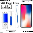 Hoteam 50 Pack USB 2.0 Flash Drives Bulk Blue Portable Thumb Drive with Hat USB Sticks Bulk with 50 Pcs Lanyards for Data Storage File Sharing Commercial Gift(2GB)