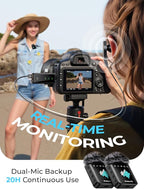 3-in-1 Microphone for iPhone: Wireless Lavalier Microphone for Camera & Android - Mini Mic - 328ft Transmission & 20H Battery Life - Vlogging with AI Noise Reduction