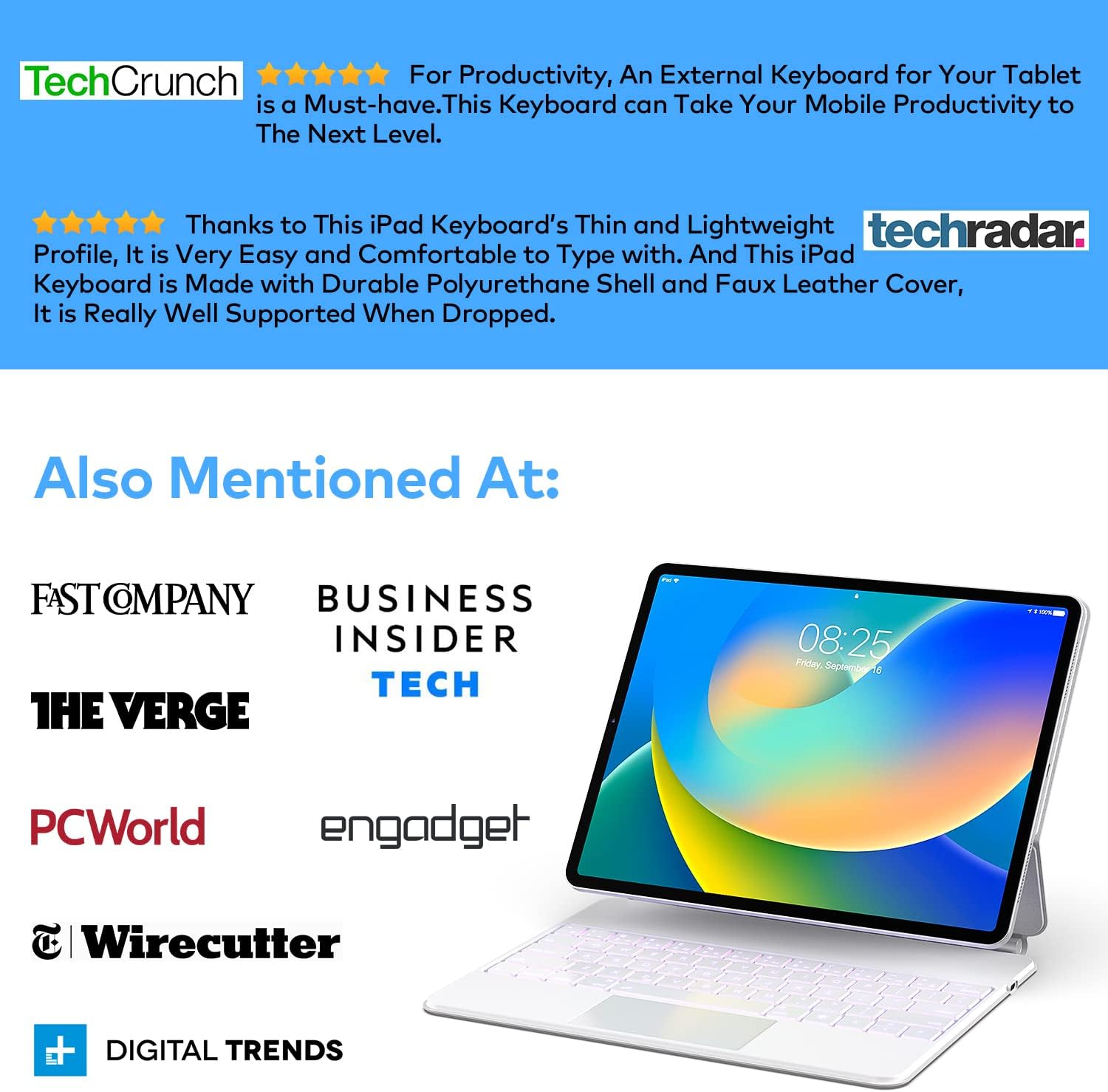 Keyboard Case for iPad Air 11-inch (M3 2025 / M2 2024) & iPad Pro 11 inch(1st/2nd/3rd/4th Generation) – Magic-Style Magnetic Keyboard Case with Multi-Touch Trackpad for 10.9” iPad Air 4th/5th Gen.