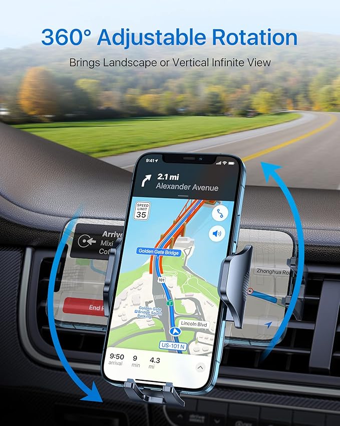 andobil 2025 Upgraded Car Phone Holder Mount for Vent, Military Sturdy Metal Clip Air Vent Phone Holder for Your Car Easy Used Cell Phone Car Mount for iPhone 16 15 14 13 12 Pro Max Samsung S25 S24