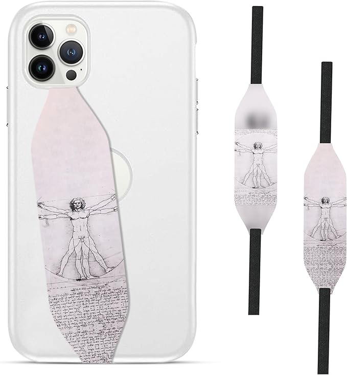 Customizable Universal Phone Grip Strap| Pack of 2| Reversible Phone Hand Strap for Phone Cases As Phone Loop Holder| Secure Handling by Comfortable Phone Strap - Vitruvian Man